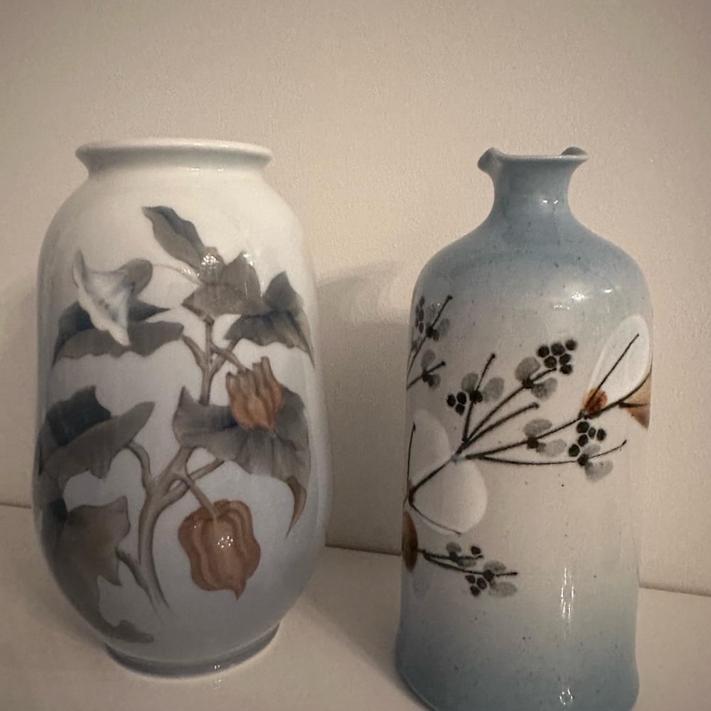 Vintage Royal Copenhagen White and Blue Ceramic Vase